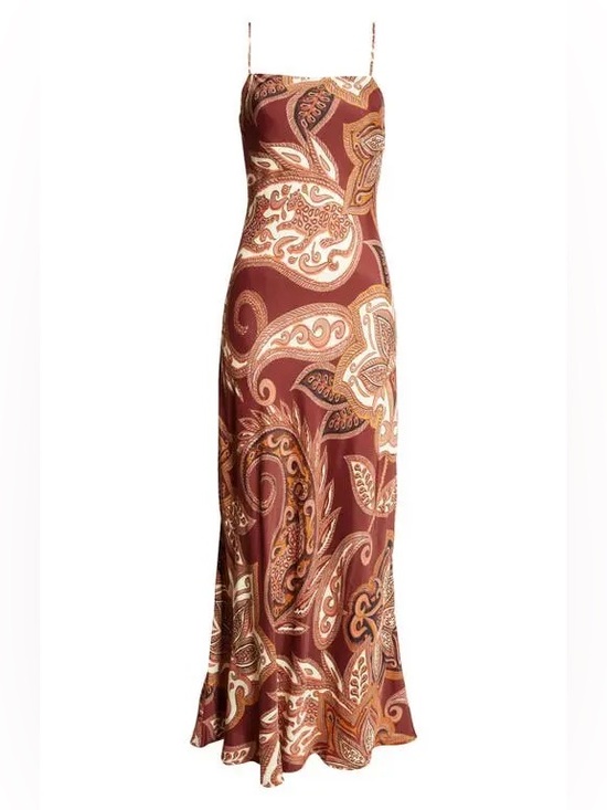 FARM Rio Dresses & Skirts - Farm Rio Leopard Paisley Burgundy Maxi Slip Dress S